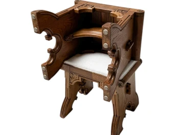 Arts & Crafts Hand-Carved Oak Stools with Boucle Upholstery, 1900s